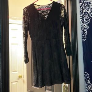 Liberty Love knee length long sleeve black lace dress